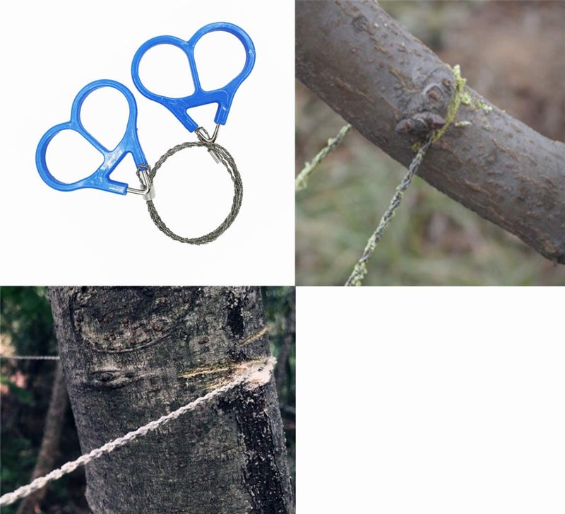 Drchoer Survival Wire Saw for Camping Emergency: 4pcs Portable Stainless Steel Hand Cable Saw for PVC Pipe Wood Cutting - Image 3